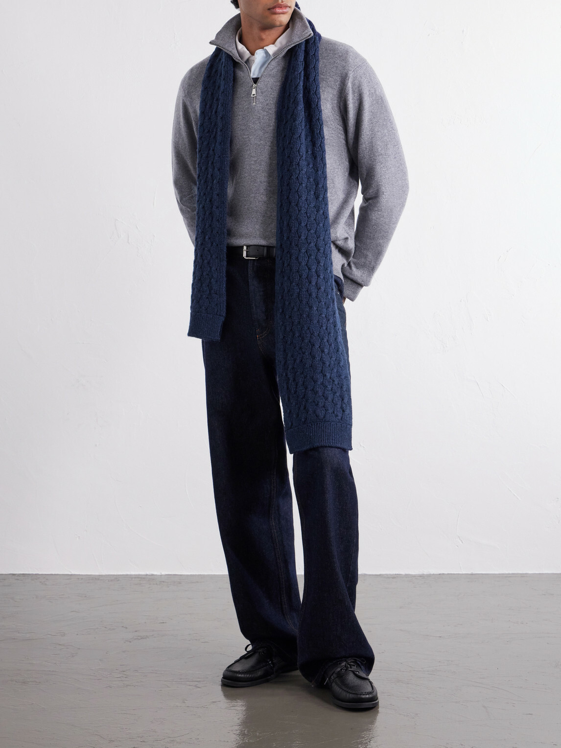 Begg & Co - Bernard Cashmere and Wool-Blend Scarf - Blue