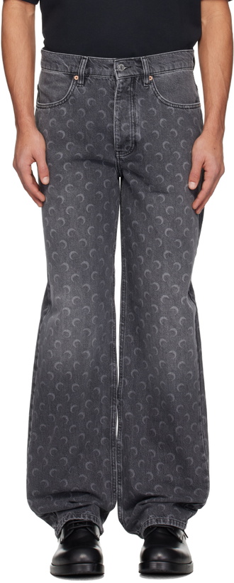 Photo: Marine Serre Gray Moon Laser Baggy Jeans