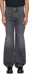 Marine Serre Gray Moon Laser Baggy Jeans
