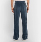 Off-White - Logo-Intarsia Cotton-Blend Velour Track Pants - Men - Blue