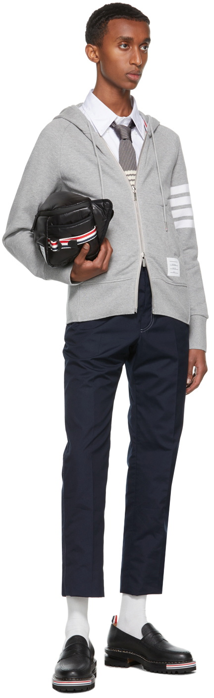 Thom Browne Grey Engineered 4-Bar Zip-Up Hoodie Thom Browne
