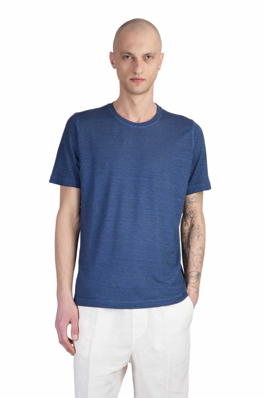 Photo: 120% Lino T-shirt In Blue Linen