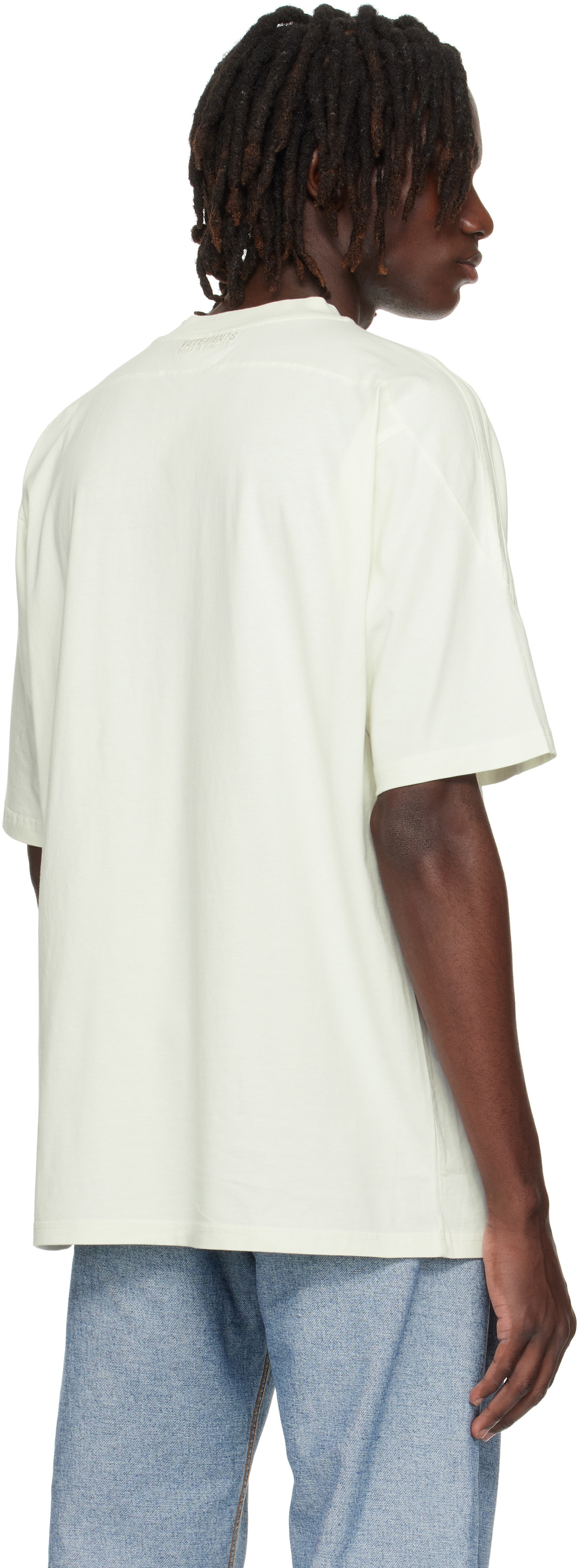 VETEMENTS White Cut-Up V-Neck T-shirt Vetements