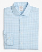 Brooks Brothers Men's Stretch Soho Extra-Slim-Fit Dress Shirt, Non-Iron Poplin English Collar Gingham | Light Blue