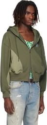 Andersson Bell Khaki Patchwork MA-1 Zip Up Hoodie
