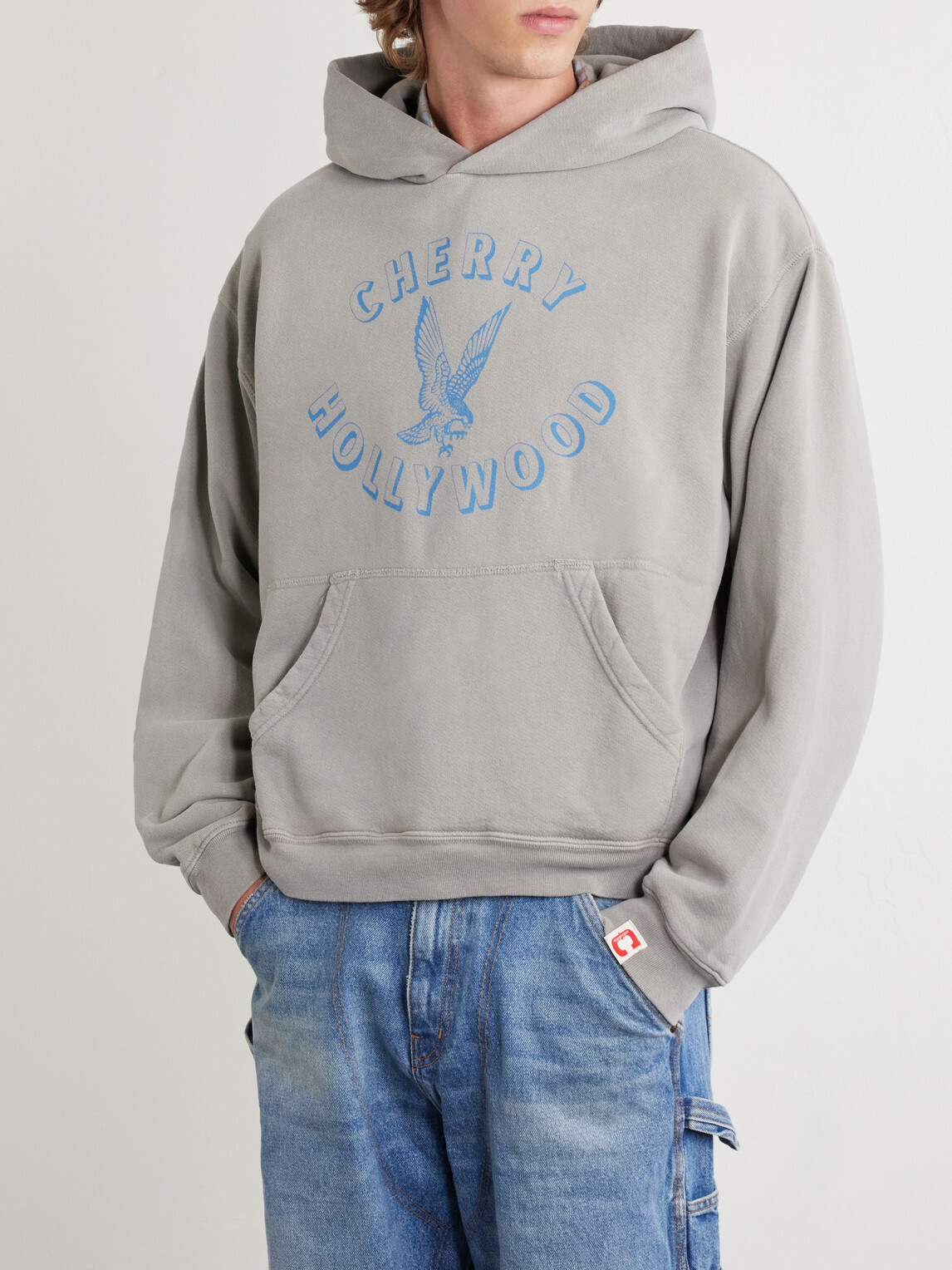Cherry Los Angeles - Logo-Print Cotton-Jersey Hoodie - Gray