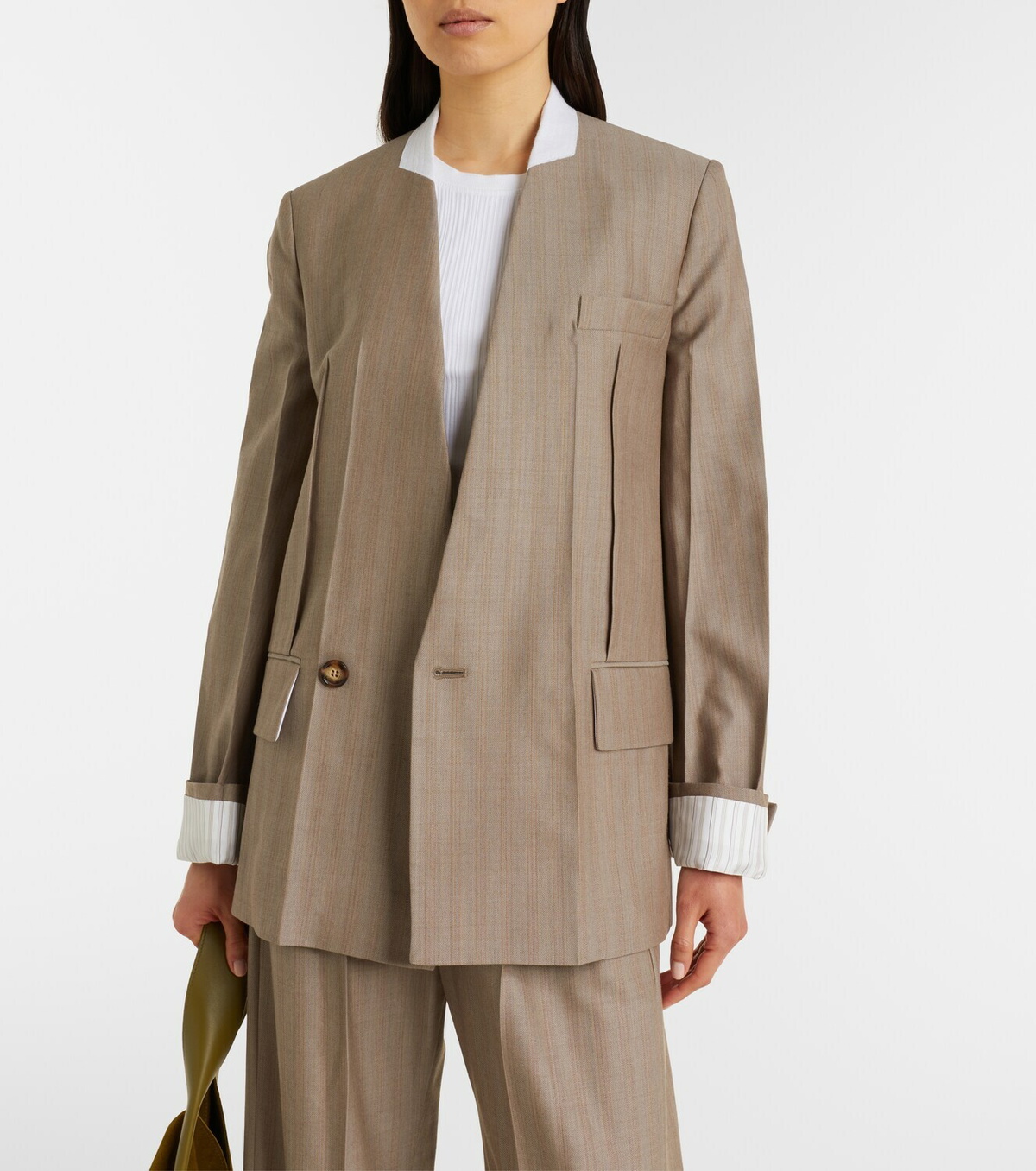 Victoria Beckham Herringbone virgin wool blazer