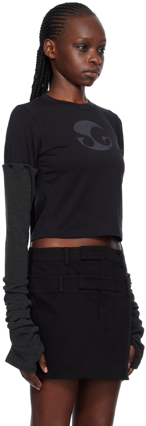 lesugiatelier Black Arm Warmers Long Sleeve T-Shirt lesugiatelier