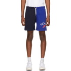 Noah NYC Blue Colorblocked Jersey Shorts