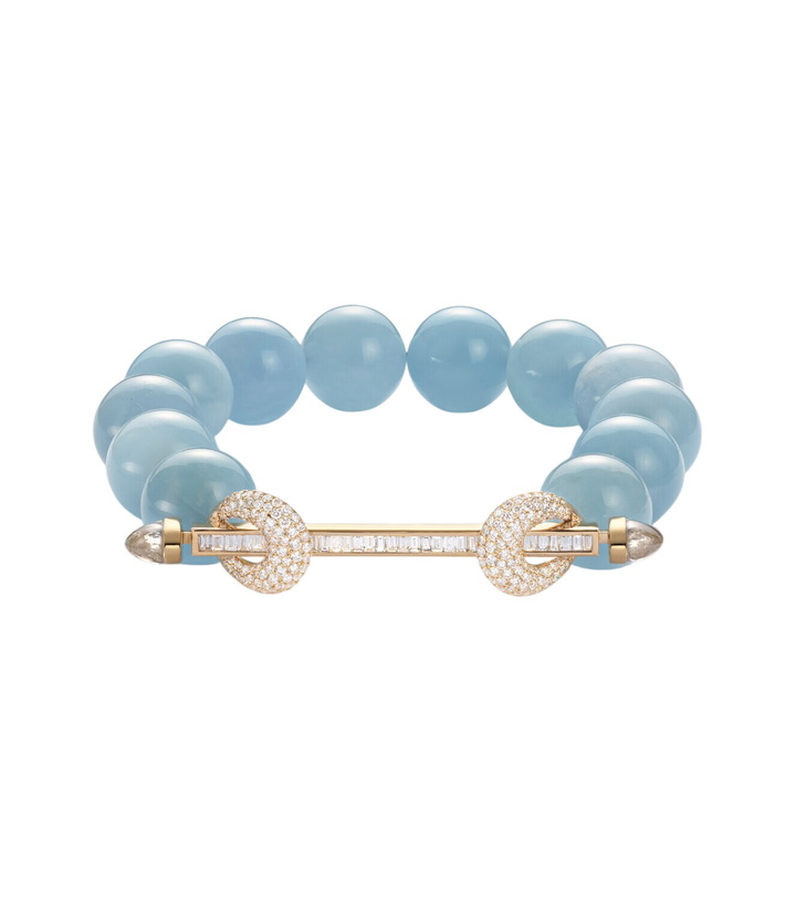 Photo: Ananya Chakra 18kt gold beaded bracelet with gemstones
