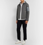 Thom Browne - Striped Quilted Donegal Wool Hooded Down Jacket - Gray