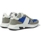 TOM FORD - Jagga Leather-Trimmed Suede and Mesh Sneakers - Gray