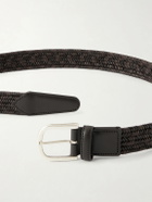 Canali - 3.5cm Weaved Bonded Leather Belt - Brown