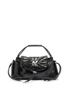 Diesel Scrunch-D - Top-handle bag in shiny wrinkled leather - Handbags Womens in Black