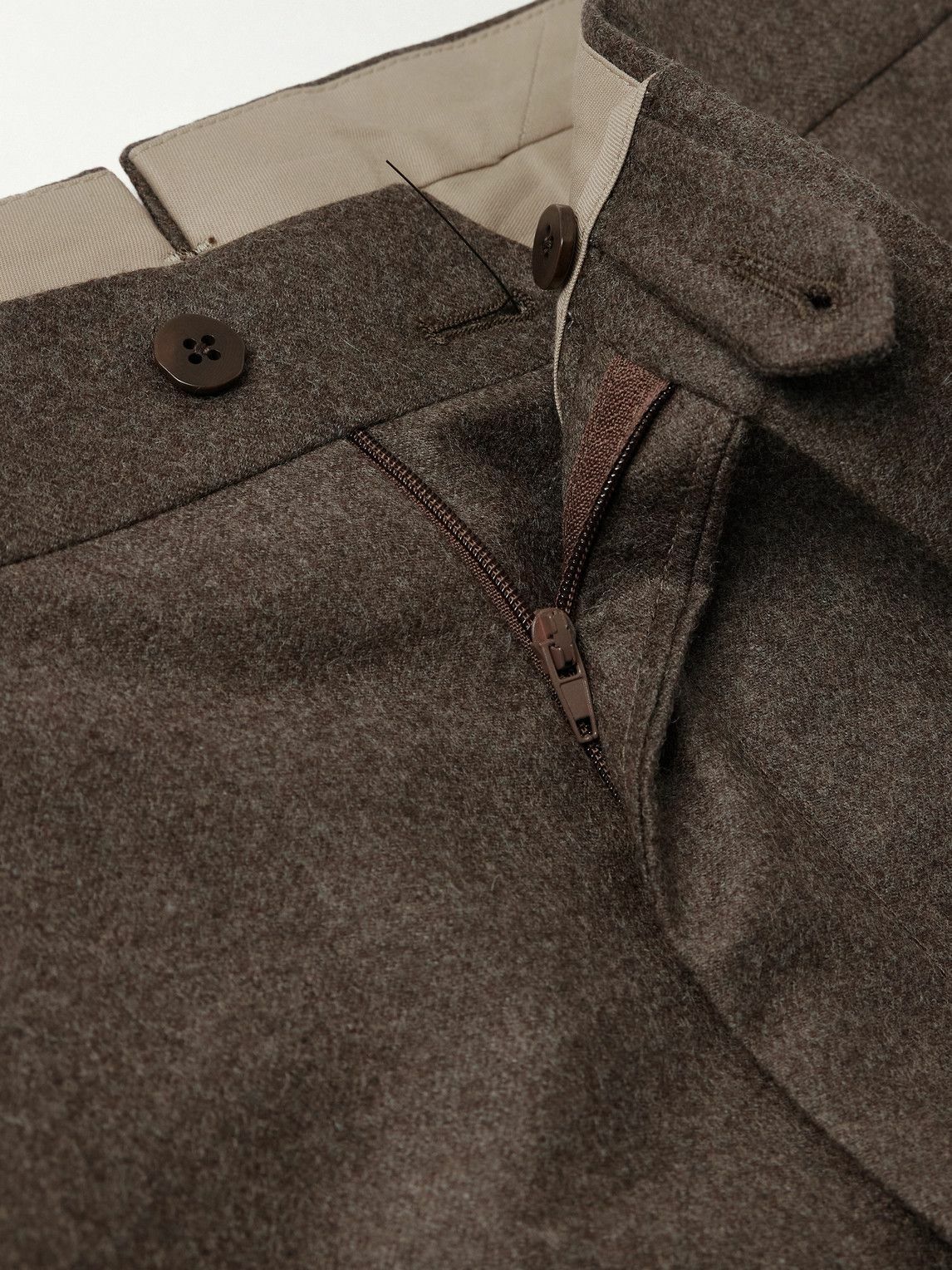 Stòffa - Straight-Leg Pleated Wool and Cashmere-Blend Trousers - Brown