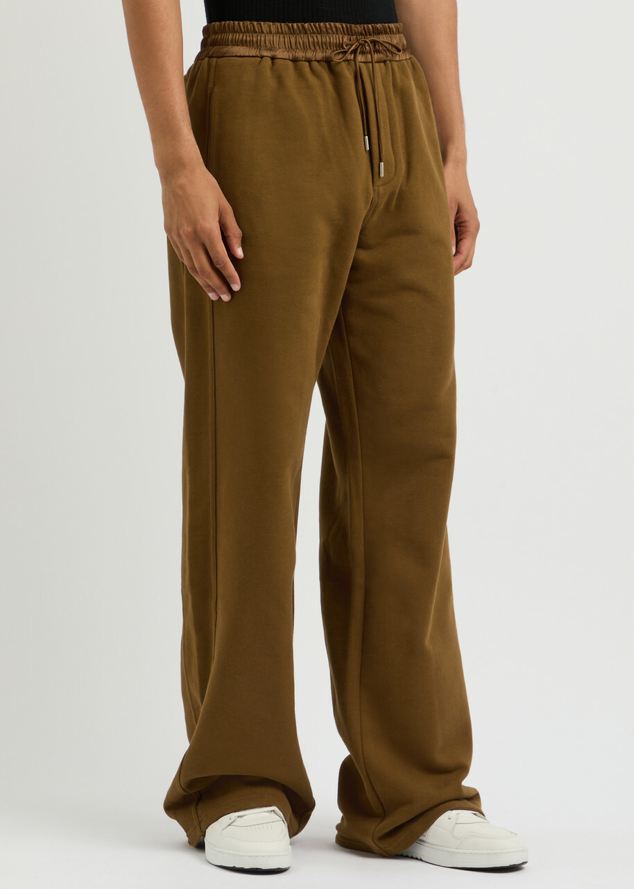 Saint Laurent Logo-embroidered Cotton Sweatpants Brown