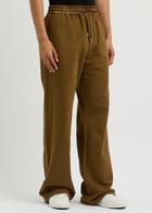Saint Laurent Logo-embroidered Cotton Sweatpants Brown