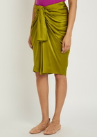 Chloe Draped Silk Knee-length Skirt Olive