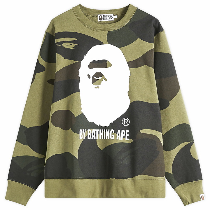 Photo: A Bathing Ape Men's Giant 1St Camo By Bathing Ape Crew Sweatshirt in Green