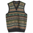 Drake's Men's Fair Isle Knitted Vest in Purple Multi