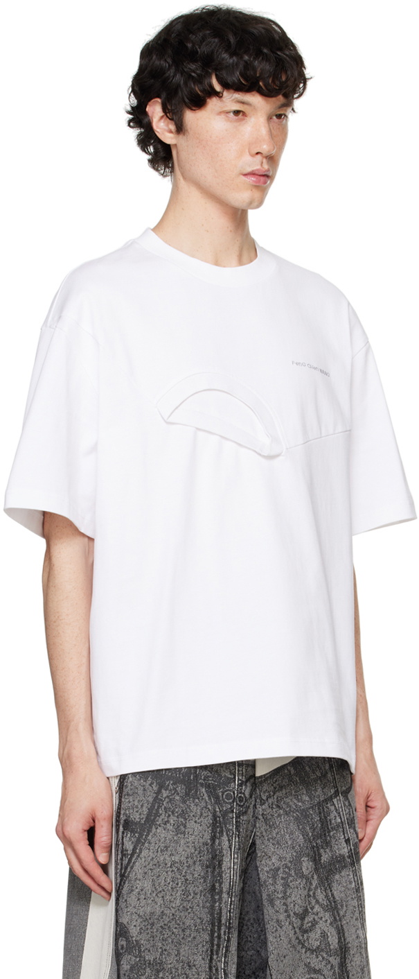 Feng Chen Wang White Paneled Collar T-shirt