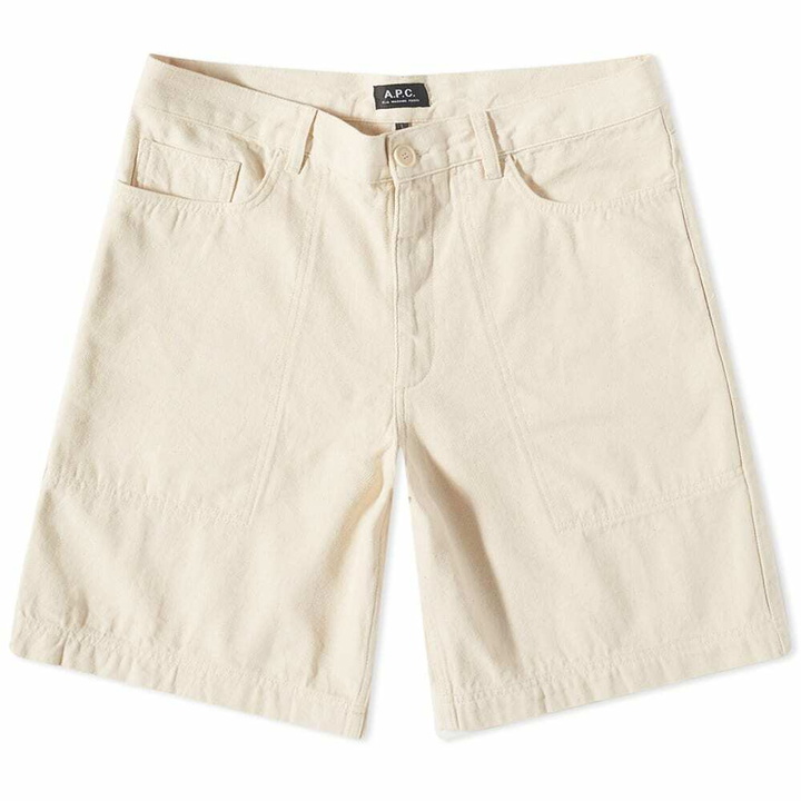 Photo: A.P.C. Men's Gilberto Denim Work Shorts in Ecru