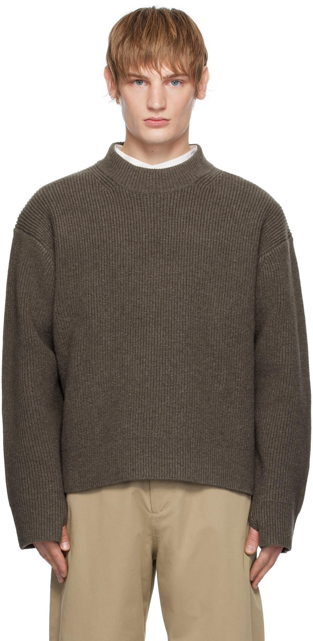 Studio Nicholson Brown Voe Knit Sweater Studio Nicholson