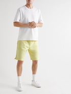 AMI PARIS - Straight-Leg Logo-Embroidered Organic Cotton-Jersey Drawstring Shorts - Yellow