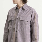 Story mfg. Men's Hand Block Printed Harvest Shirt in Crispy Purple Gingham