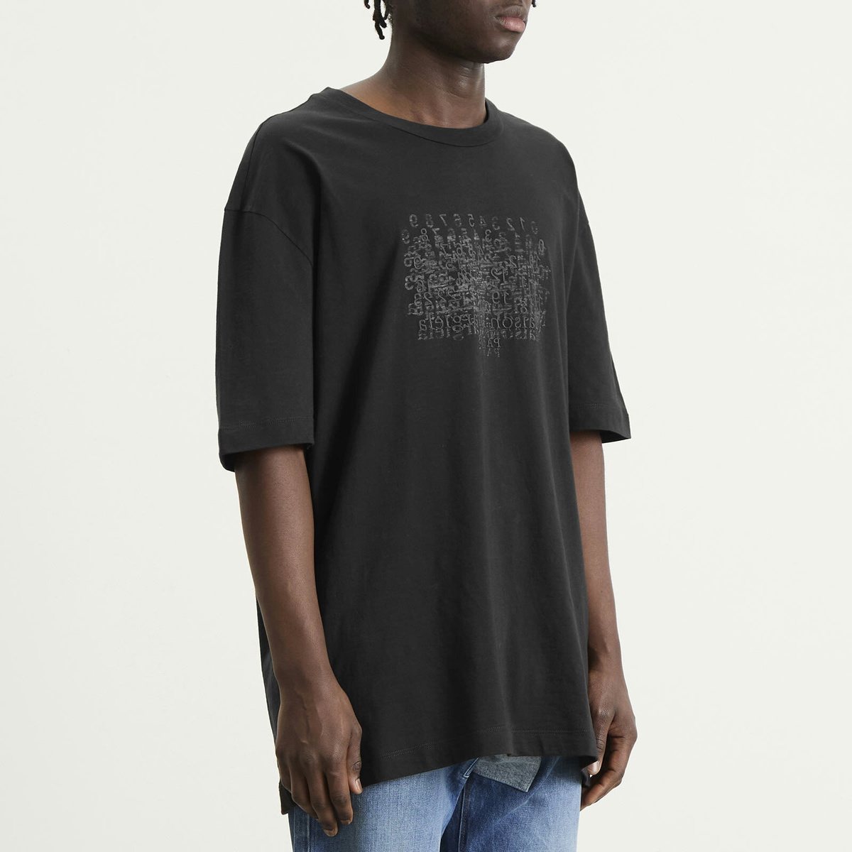 Maison Margiela Men's Numbers T-Shirt in Washed Black Maison Margiela