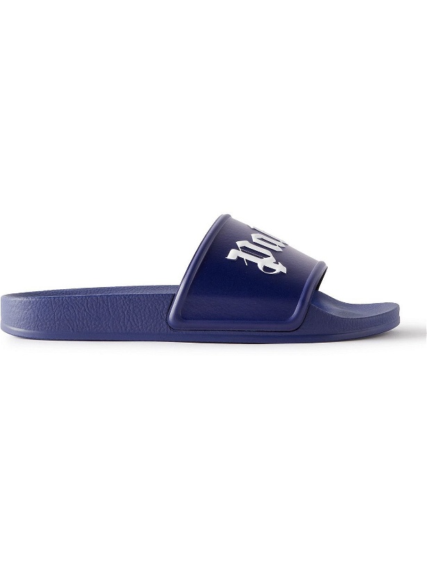 Photo: Palm Angels - Logo-Print Rubber Slides - Blue