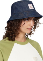 AMI Paris Navy Topstitchings Denim Bucket Hat