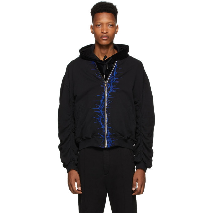 Haider Ackermann SSENSE Exclusive Black and Blue Embroidered Bomber ...