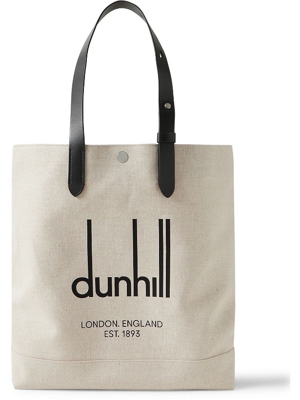 Photo: Dunhill - Legacy Leather-Trimmed Logo-Print Cotton-Canvas Tote Bag