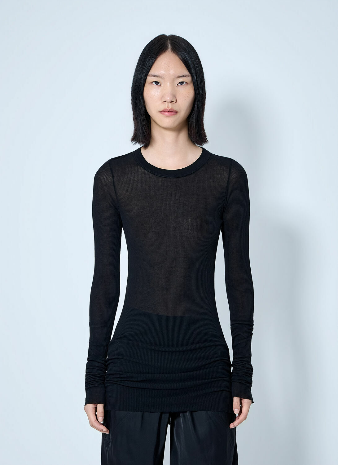 Rick Owens Long Sleeve Sheer Knit Top