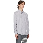Thom Browne Grey Poplin Hairline Stripe Shirt