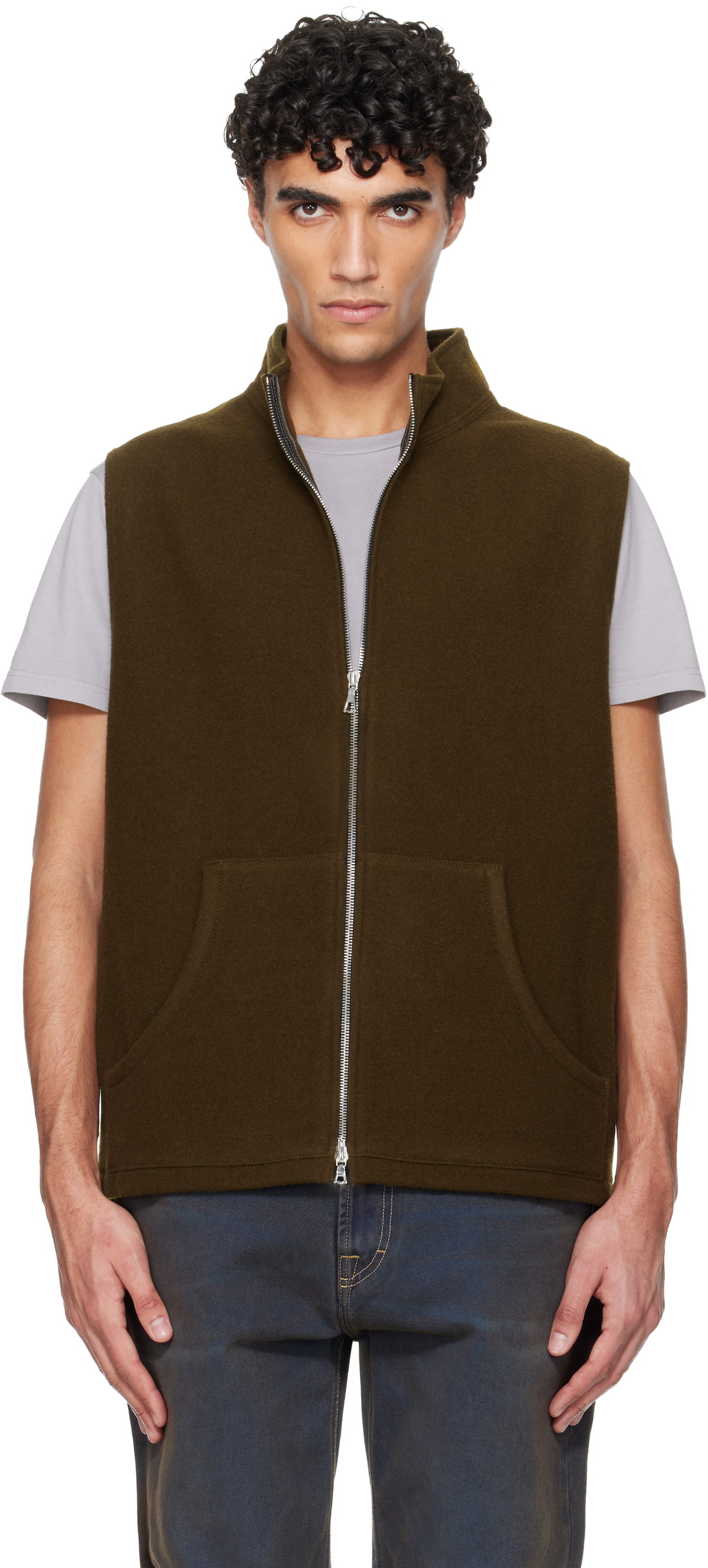 Rier Khaki Fleece Full Zip Vest