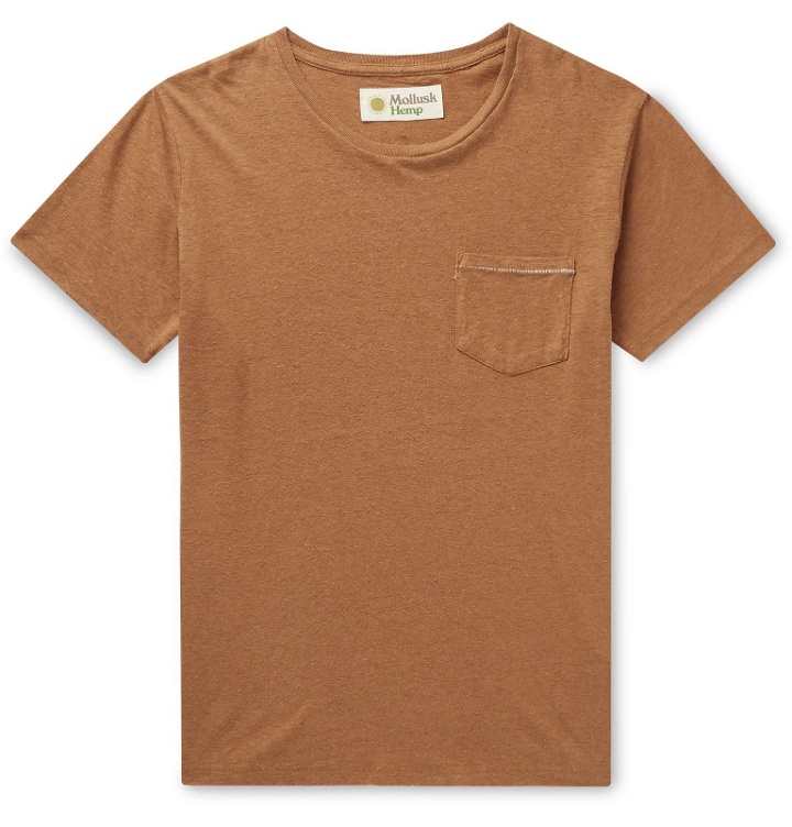 Photo: Mollusk - Garment-Dyed Slub Hemp and Cotton-Blend T-Shirt - Brown
