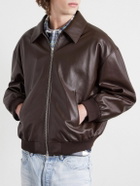 CELINE - Leather Blouson Jacket - Brown