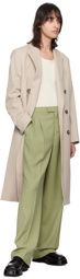 AMI Paris Green Pleated Trousers
