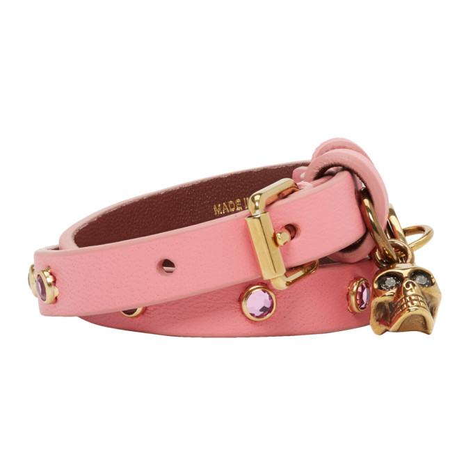 Alexander McQueen Pink Charm Double Wrap Bracelet Alexander McQueen