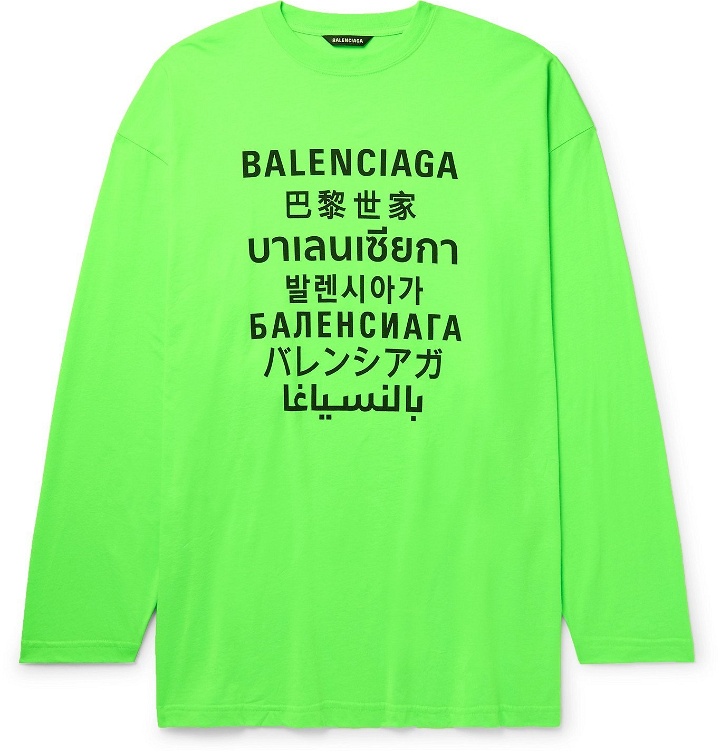 Photo: BALENCIAGA - Oversized Printed Jersey T-Shirt - Green