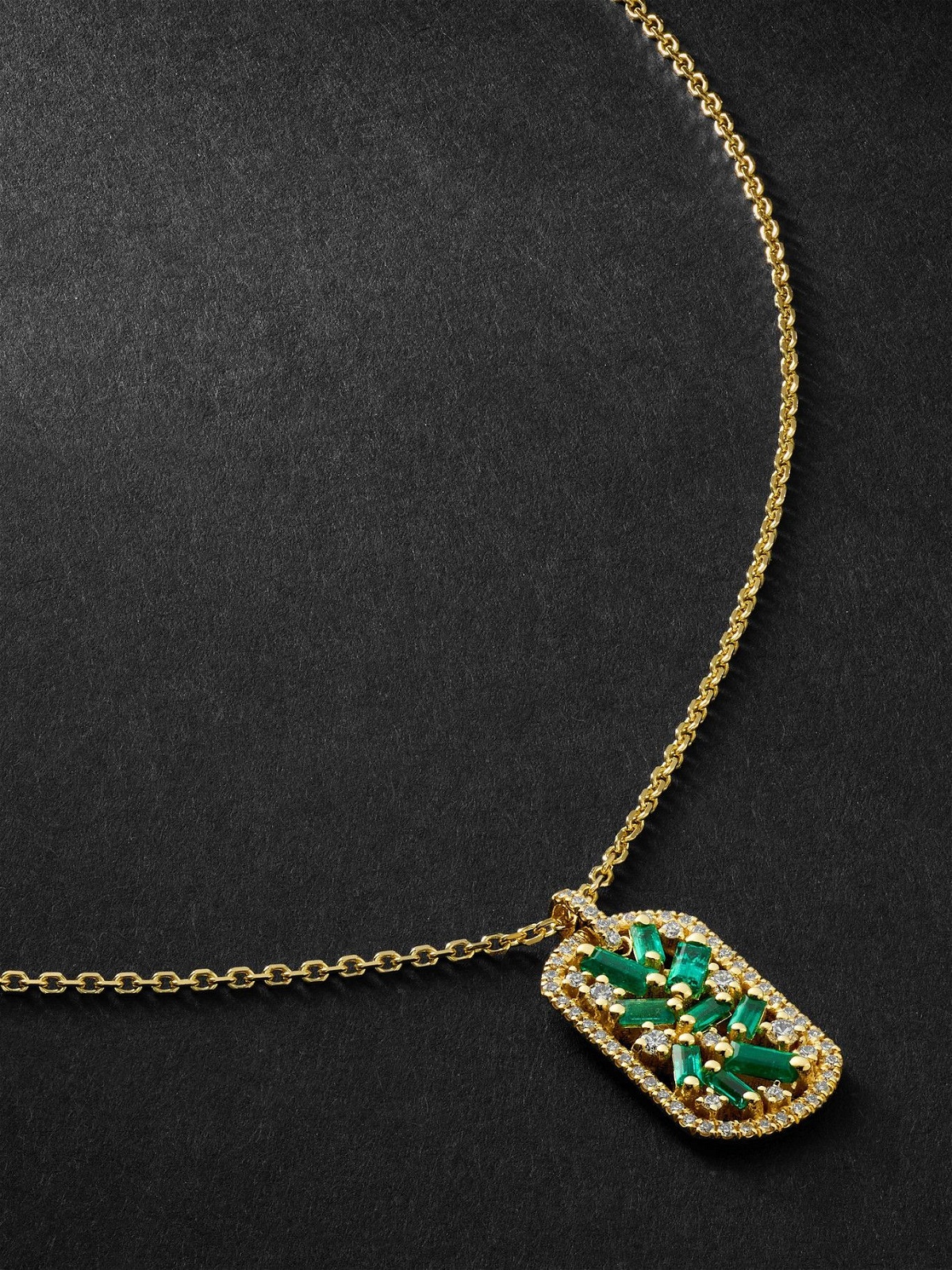Suzanne Kalan - Gold, Emerald and Diamond Pendant Necklace Suzanne Kalan