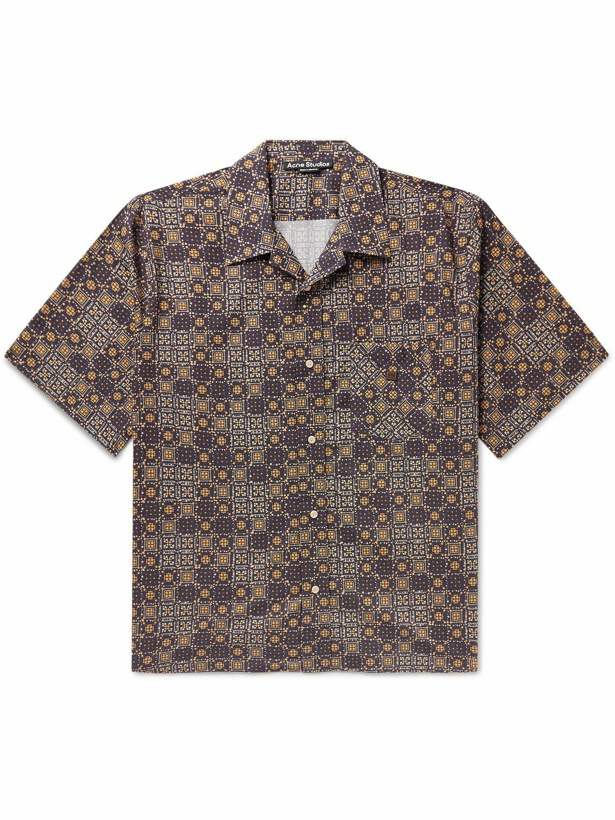 Photo: Acne Studios - Sowl Camp-Collar Printed Cotton-Voile Shirt - Brown