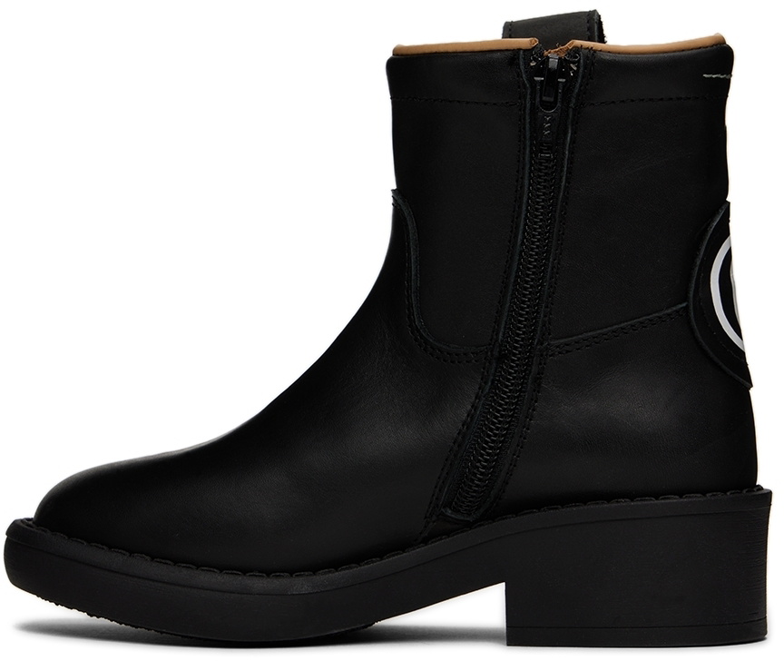MM6 Maison Margiela Kids Black Leather ZipUp Boots MM6 Maison Margiela