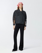 Pinko Black Denim Jacket With Organza Sleeves Limo Black