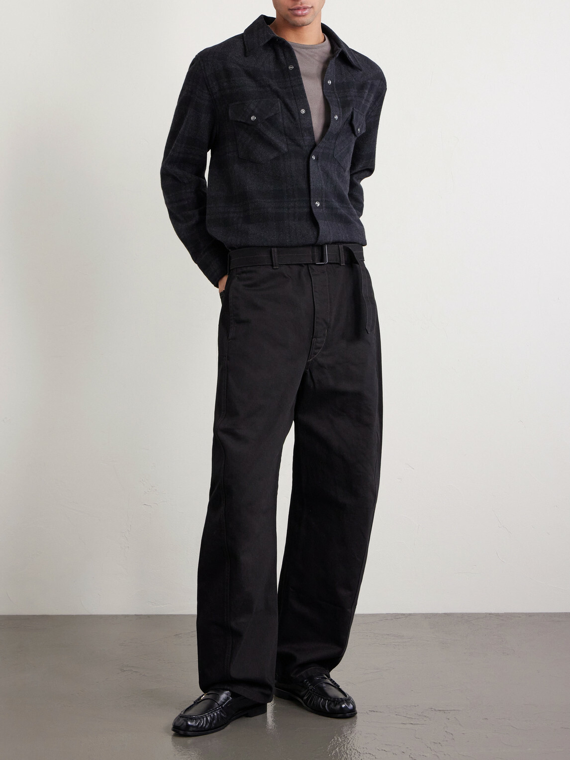 Nili Lotan - Travis Checked Cashmere Shirt - Black