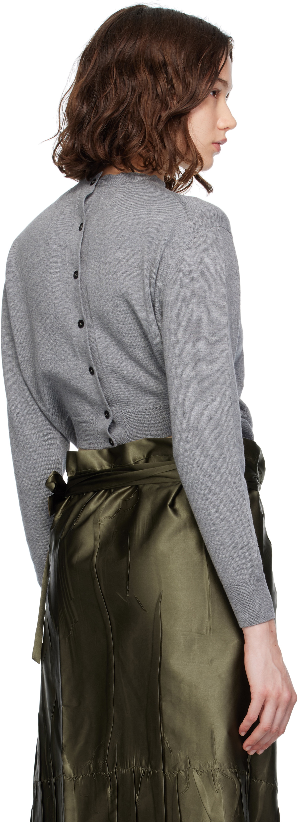 MARIE ADAM-LEENAERDT Gray Trompe L'Oeil Cardigan