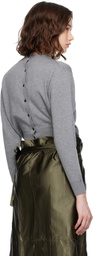 MARIE ADAM-LEENAERDT Gray Trompe L'Oeil Cardigan