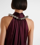 Stella McCartney Embellished halterneck satin jumpsuit